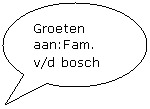 Ovale toelichting: Groeten aan:Fam. v/d bosch
